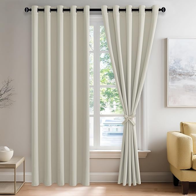 JIUZHEN Ivory Blackout Curtains by JIUZHEN