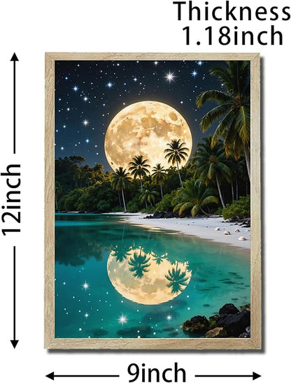 URVIP LED Glowing Photo Frame, 3D Starry-Sky Blue Moon Wall Art, 9x12 Inches - Image 2