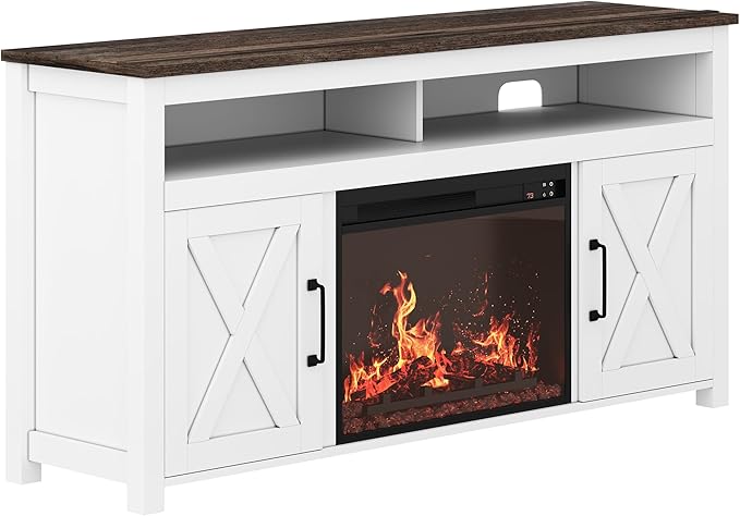 BELLEZE 58" Farmhouse Fireplace TV Stand - Image 10