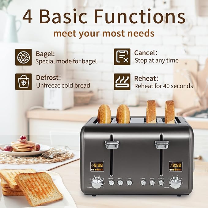 SEEDEEM 4 Slice Stainless Toaster - Image 4