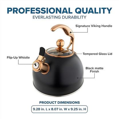 Viking 3-Ply Stainless Steel Tea Kettle, 2.6 Quart Stovetop Hot Water Pot - Image 5