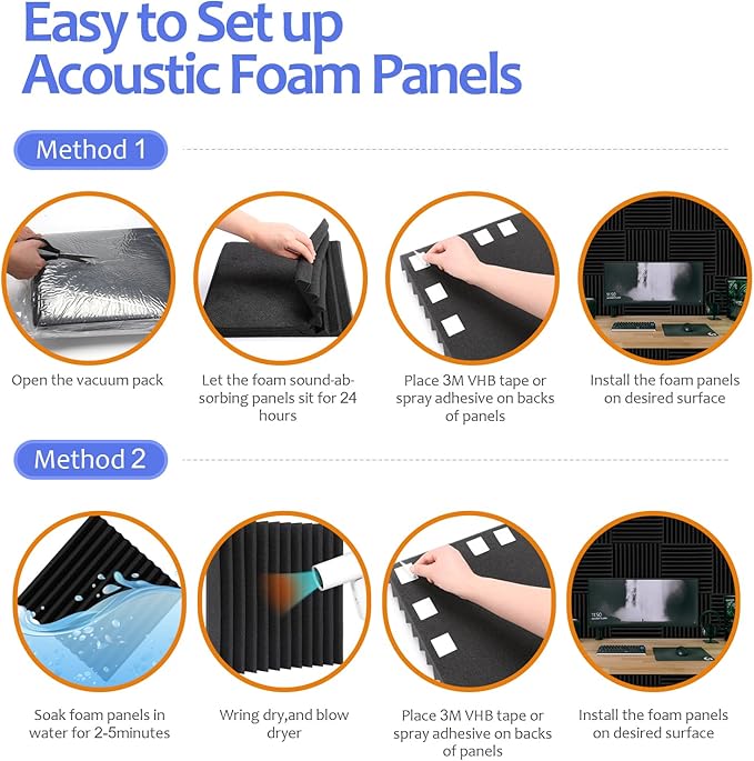 80 Pack Acoustic Foam Panels, High Density Sound Absorbing Panels, Soundproof - Image 6