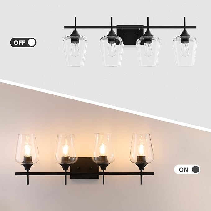 VONLUCE Bathroom Vanity Light, 4 Light Bathroom Light Fixture Over Mirror - Image 2
