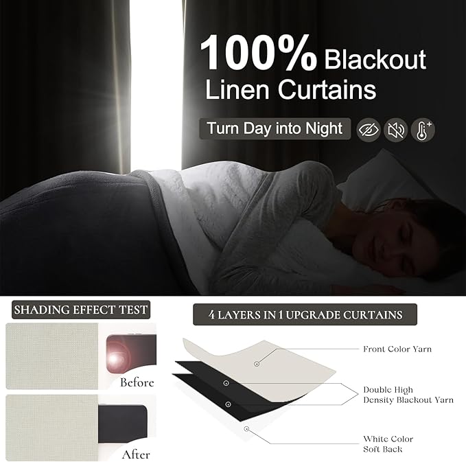 Pleated Beige Curtains 95 Inches Long 2 Panels Burg, Energy Efficient - Image 2