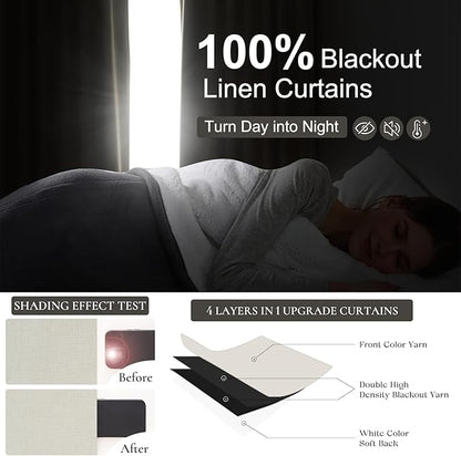 Pleated Beige Curtains 95 Inches Long 2 Panels Burg, Energy Efficient - Image 2