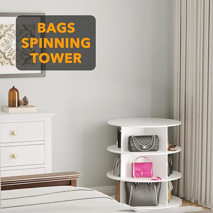 SpaceAid 3 Tier Rotating Shoe Rack Tower, Spinning Shoe Display Lazy Susan - Image 5