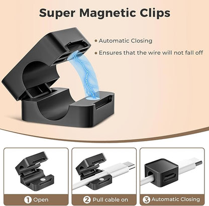 8 Pack Magnetic Cord Organizer Holder, Adjustable Cable Clips, Strong Adhesive - Image 3