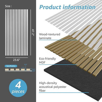 Art3d 4 Wood Slat Acoustic Panels - Image 4