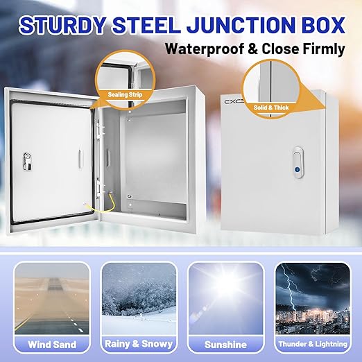 Outdoor Electrical Box 16 x 12 x 6''D NEMA 4X Enclosure Steel Box, Waterproof & - Image 3