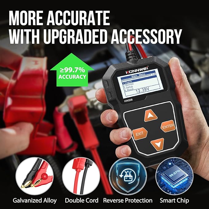 KONNWEI KW208 12V Car Battery Tester, Battery Load Tester Automotive 12V - Image 3