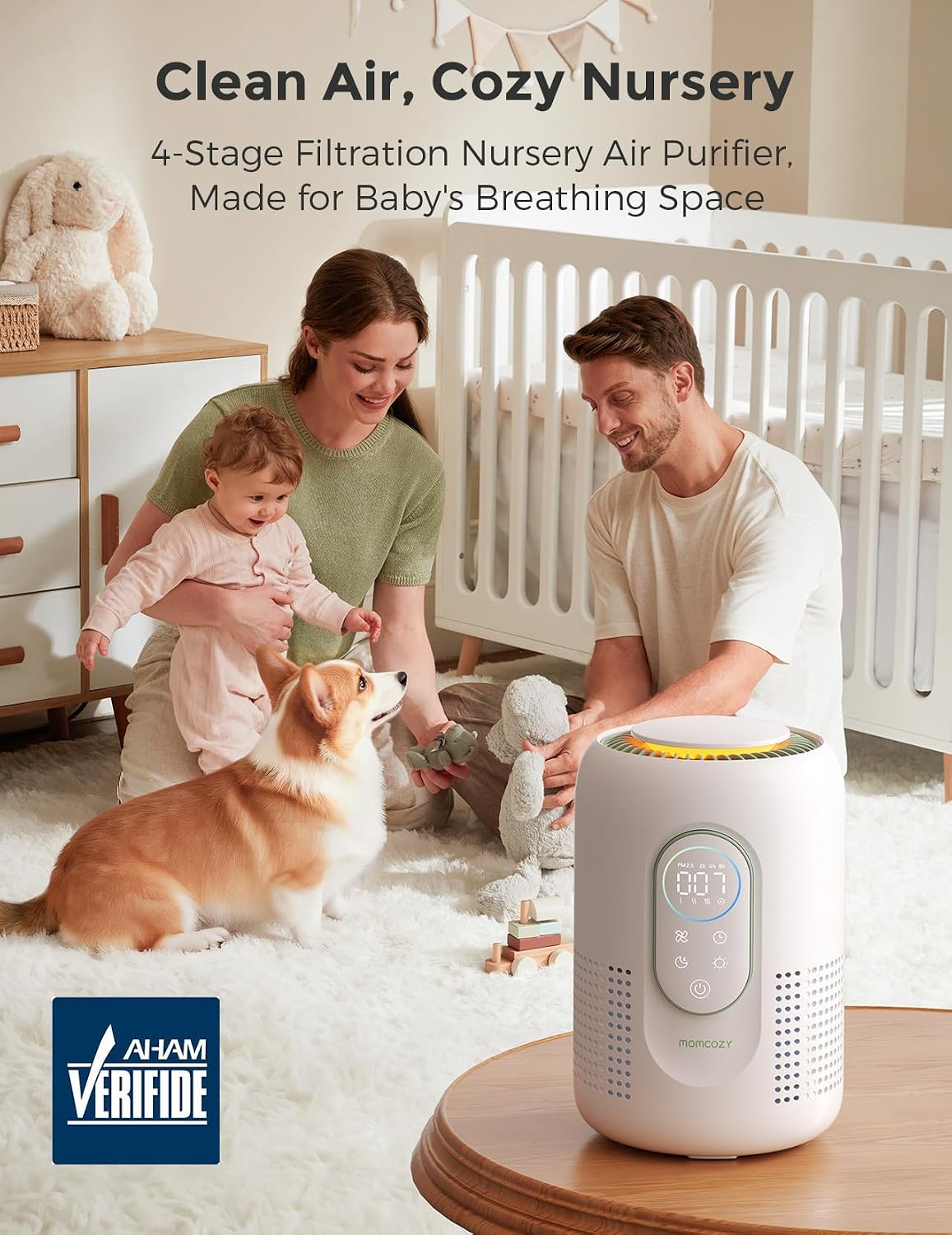 Momcozy Air Purifier for Bedroom with Dimmable Night Light for Small Room