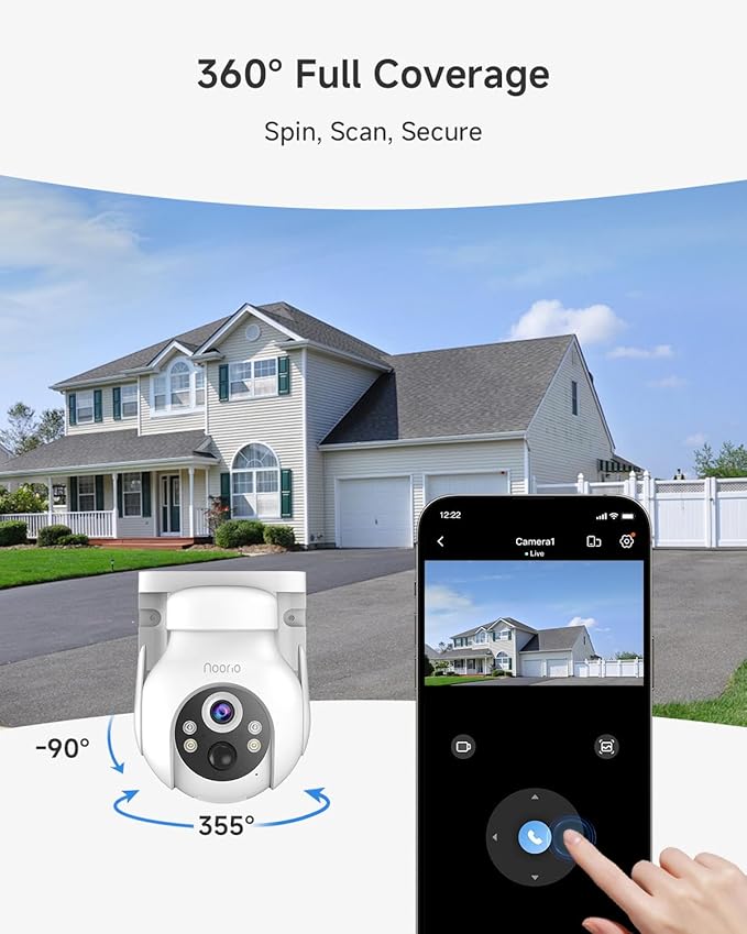 Noorio Solar Security Cameras Wireless Outdoor, 2K Pan/Tilt 360° View - Image 5