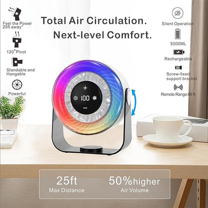 KKANDPP Desk Fans for Bedroom, Quiet Wall-Mounted Desk Fan - Image 2
