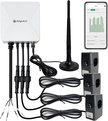Energy Monitor with 3 * 300A Circuit Level Sensors, Smart Home Power by EdgeAnt