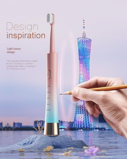 AJELU Pink & Blue Gradient Rechargeable Sonic Electric Toothbrush - Image 4