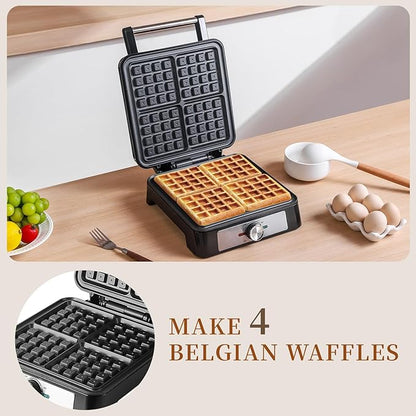 Waffles Maker Waffle Iron, 4 Belgian Square Waffle Maker, Belgian Waffle Maker - Image 3