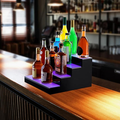 VEVOR LED Lighted Liquor Bottle Display, 4 Tiers 16 Inch Commercial Illuminated - Image 2