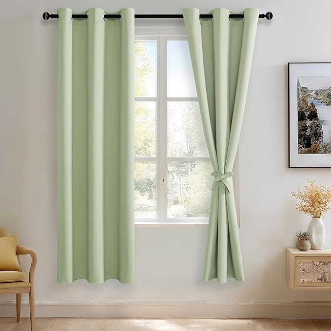 JIUZHEN Light Green Blackout Curtains by JIUZHEN