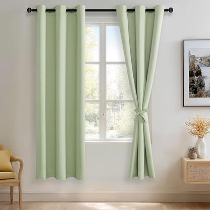 JIUZHEN Light Green Blackout Curtains by JIUZHEN