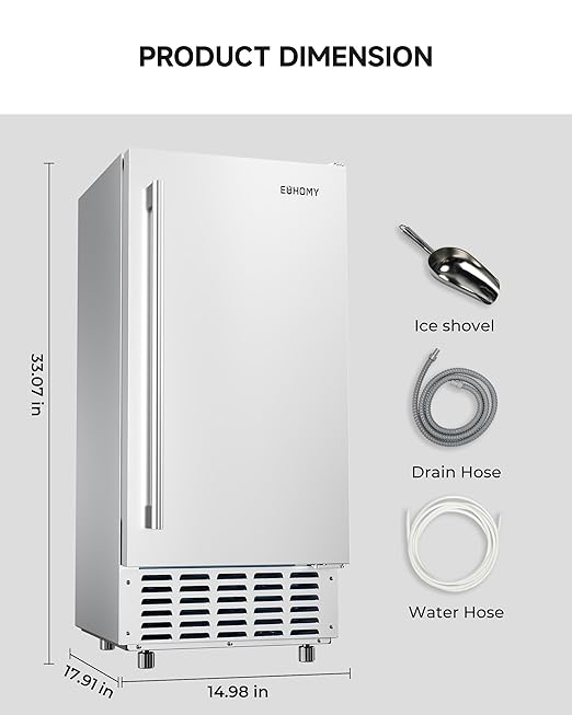 EUHOMY Under Counter Nugget Ice Maker, 49 lbs/Day Built-in or Freestanding Ice - Image 9