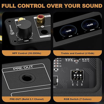 Ampapa 2 Channel Bluetooth Amp: HiFi 300W x2 Stereo Amplifier - Image 6