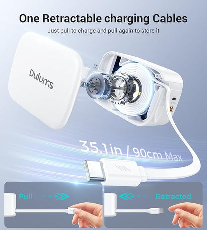 Retractable Wall Charger, 40W Dual Port QC3.0+PD Fast USB C Charging Block - Image 3