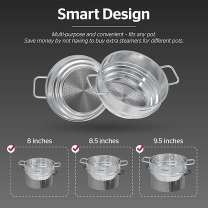 SUNHOUSE 5 Quart Stainless Steel Steamer Insert – Multi-Purpose Soup & Food - Image 2