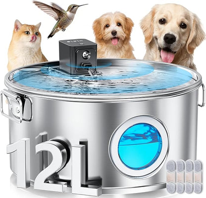 12L/ 3.4Gal Wireless Automatic Dog Water Fountain by FIYOVA