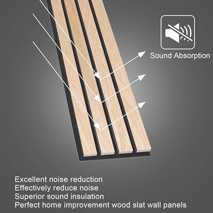 NeatiEase Wood Wall Panels, 9 Feet Acoustic Slat Wall Panels - Image 2