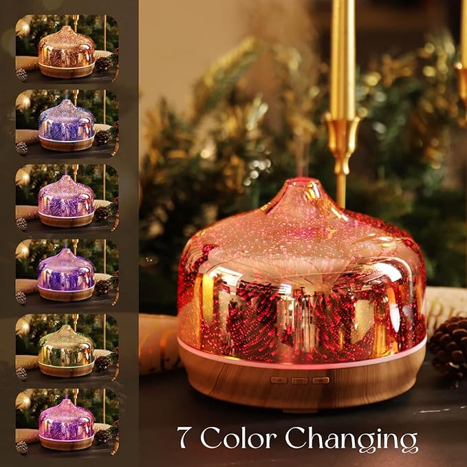 Porseme 500ml Essential Oil Diffuser 3D Glass Aromatherapy Ultrasonic Humidifier - Image 2