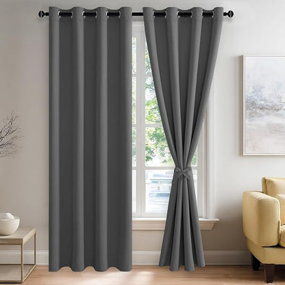 JIUZHEN Blackout Curtains with Tiebacks by JIUZHEN