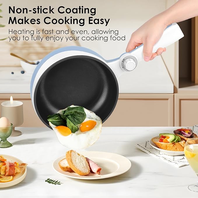 Audecook Hot Pot Electric, 1.7L Mini Electric Skillet Portable Nonstick Sauté - Image 5