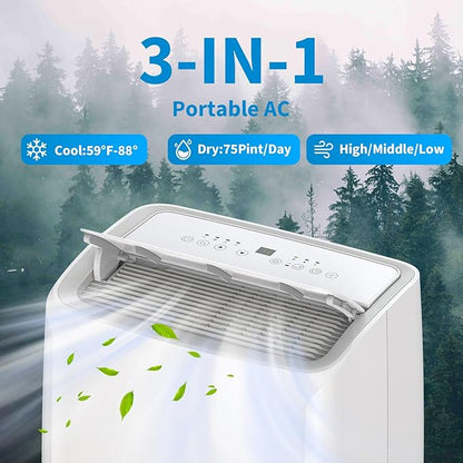 Powerful 14, 000 BTU Portable Air Conditioners, Cools Up to 750 Sq.Ft, 3-IN-1 - Image 4