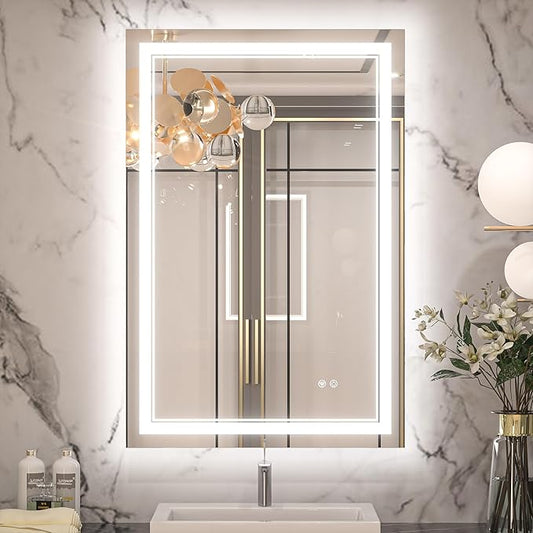 Keonjinn LED Mirror for Bathroom, 36 x 24 Inch, Wall Mounted, IP54 Waterproof by Keonjinn