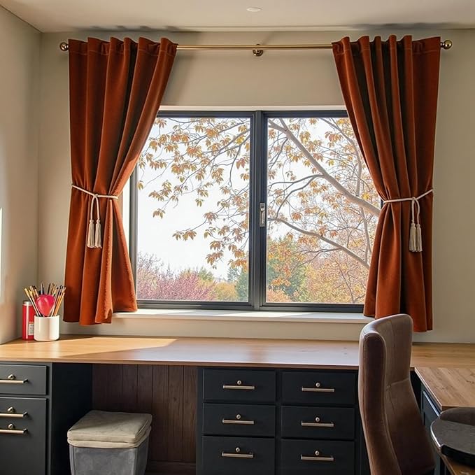 Lazzzy Velvet Blackout Curtains Thermal Insulated Room Window Drapes Super Soft - Image 5