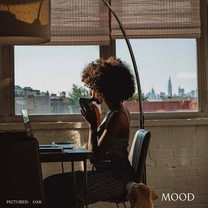 MOOD Custom Bamboo Shades | Rustic | Top Down Bottom Up Cordless | Bamboo Roman Shades for Windows and Doors (Natural Woven) | Rustic Oak (Great Privacy) | 56" W x 60" H