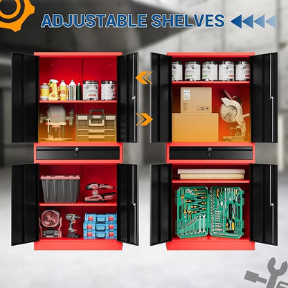 71" Metal Cabinet-Black&Gray Heavy Duty Storage File Cabinet Steel Tool Cabinets - Image 4