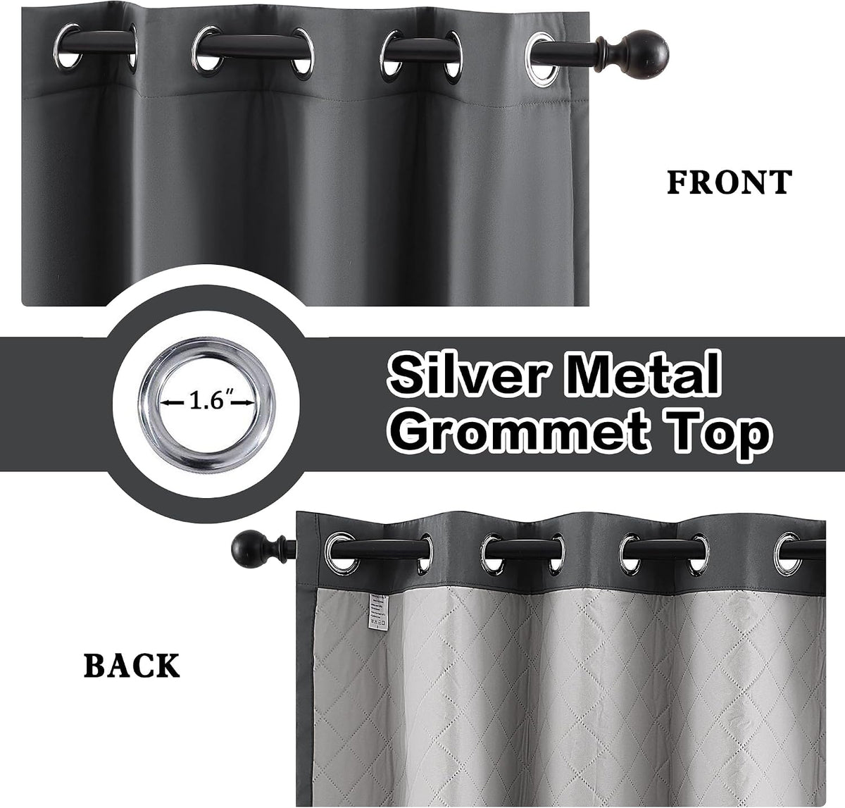 soundproof 3 layers 100% blackout grey curtains 1 shown in use