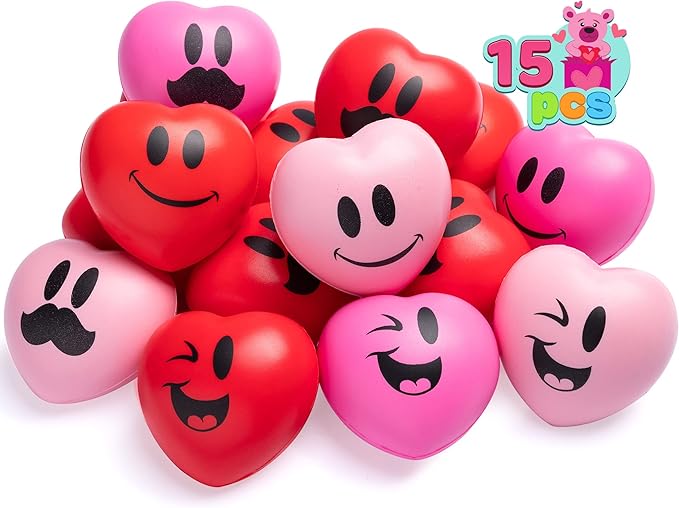 JOYIN 15 Pcs Valentines Day 3 inch Heart Stress Balls Stress Relief Heart by JOYIN