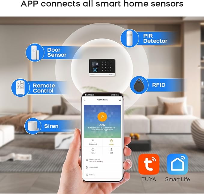 Wireless Home Security Aystem, Motion Sensors Detectors, SOS Button, APP Insta - Image 4
