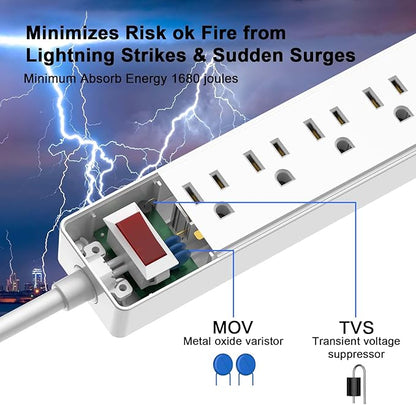 20Ft Power Strip Surge Protector - Image 5