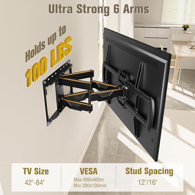 Mounting Dream TV Wall Mount, UL Listed Full Motion Mount Bracket - Image 2