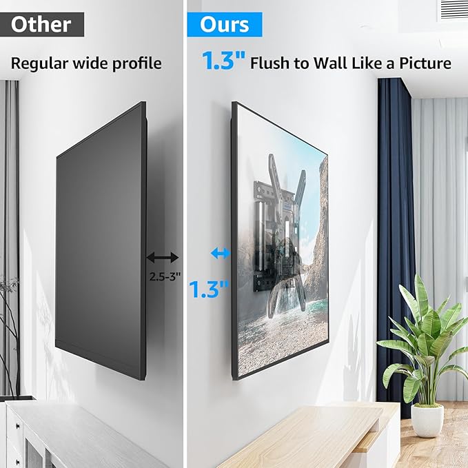 MOUNTUP Ultra Slim Full Motion TV Wall Mount, 1.3" Thin Low Profile TV Bracket - Image 3
