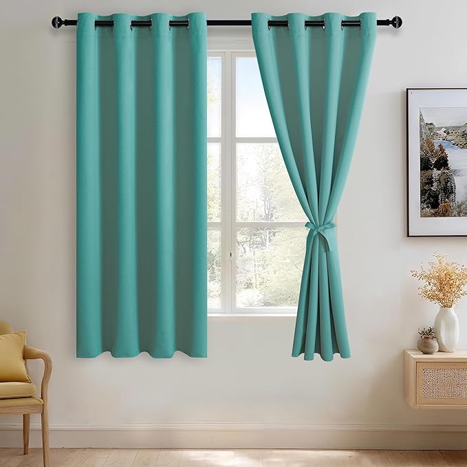 JIUZHEN Turquoise Blackout Curtains by JIUZHEN