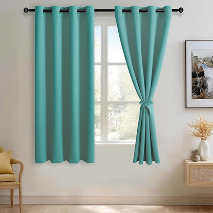 JIUZHEN Turquoise Blackout Curtains by JIUZHEN