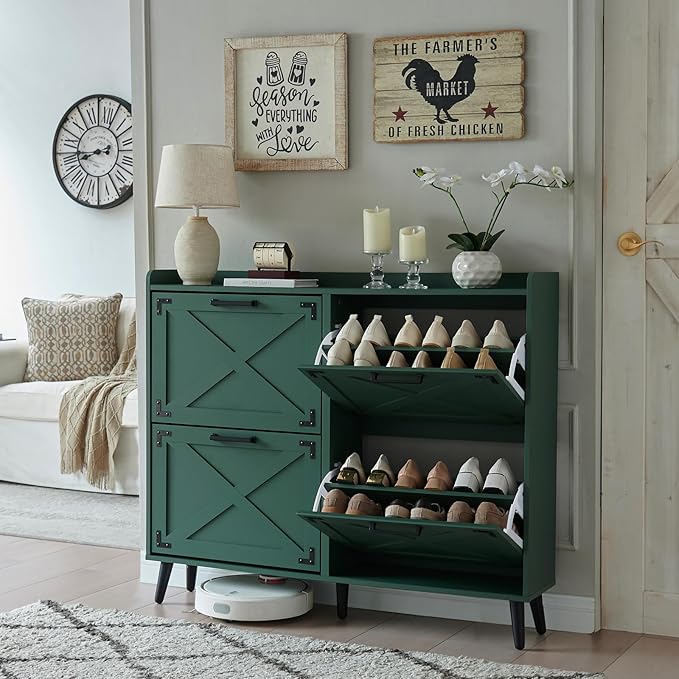 Shoe Storage Cabinet, Farmhouse Shoe Organizer by Barnyatoh