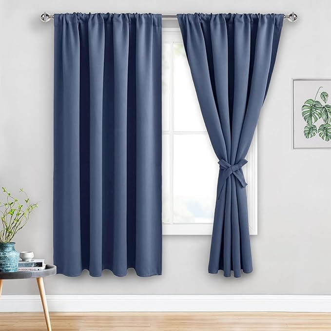 JIUZHEN Dusty Blue Blackout Curtains by JIUZHEN