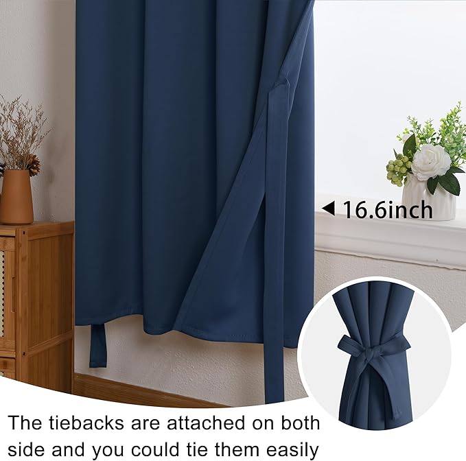 JIUZHEN Short Curtains Kitchen Half Window Blackout Curtains - Image 6