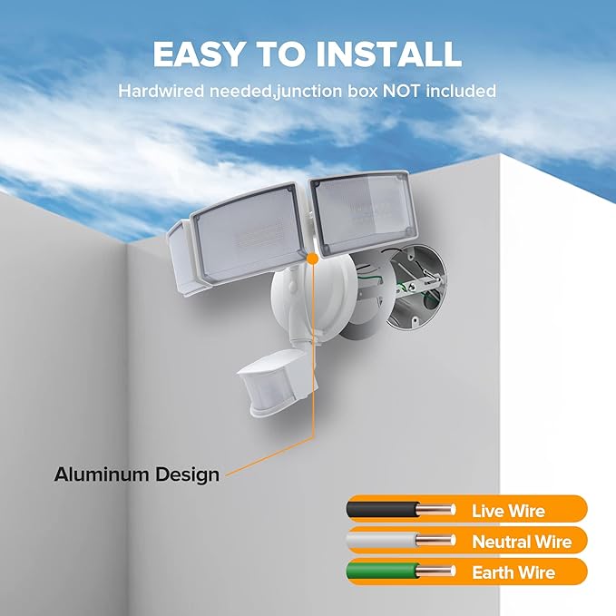 LUTEC 2 Pack 72W 7500LM LED Security Lights Motion Sensor Light Outdoor - Image 9