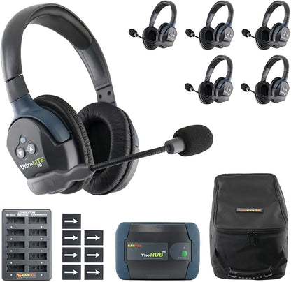 Eartec HUB6D Ultralite-HD 6 Person Full Duplex Wireless Intercom Headset by Eartec